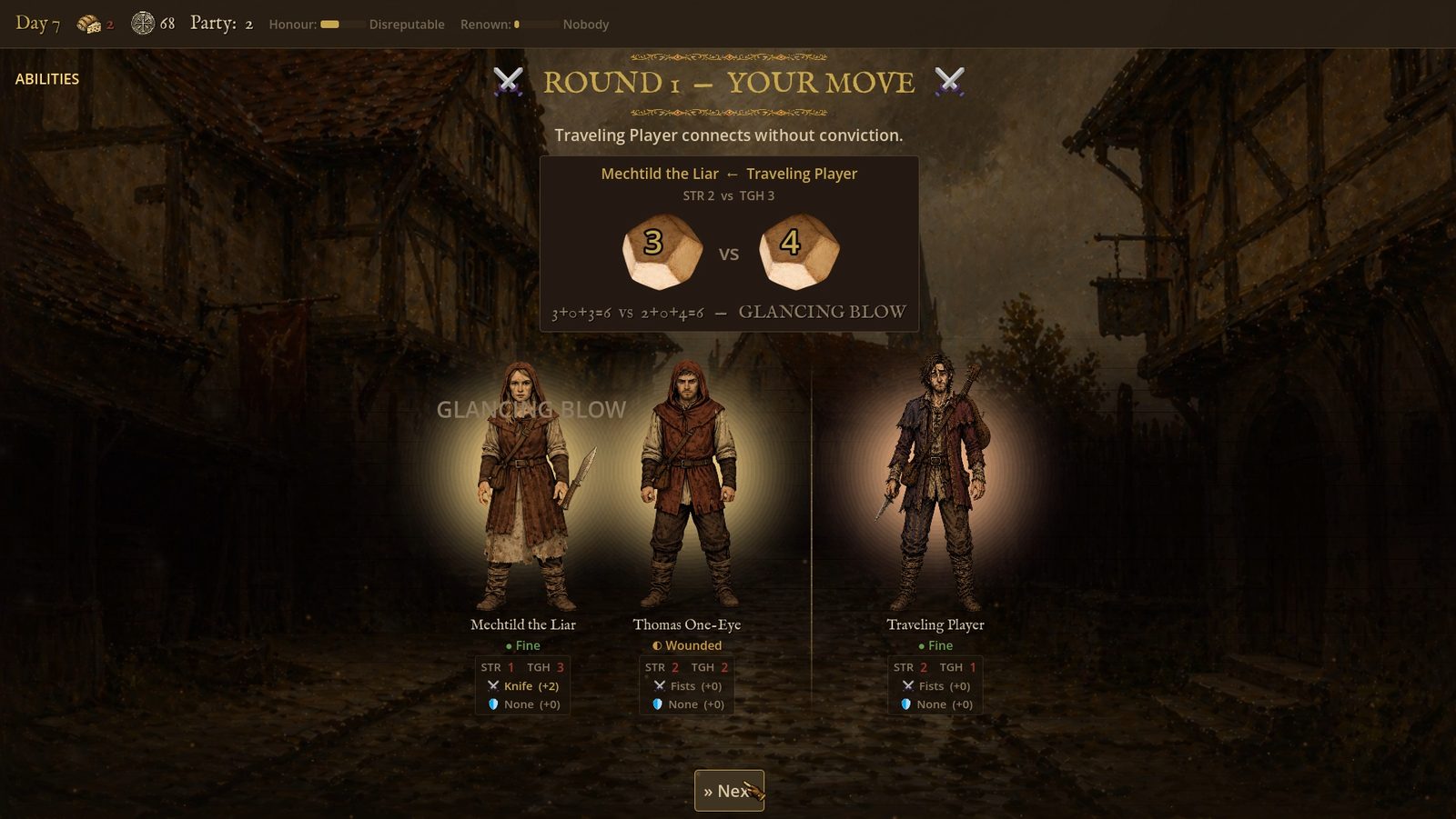 Combat screen